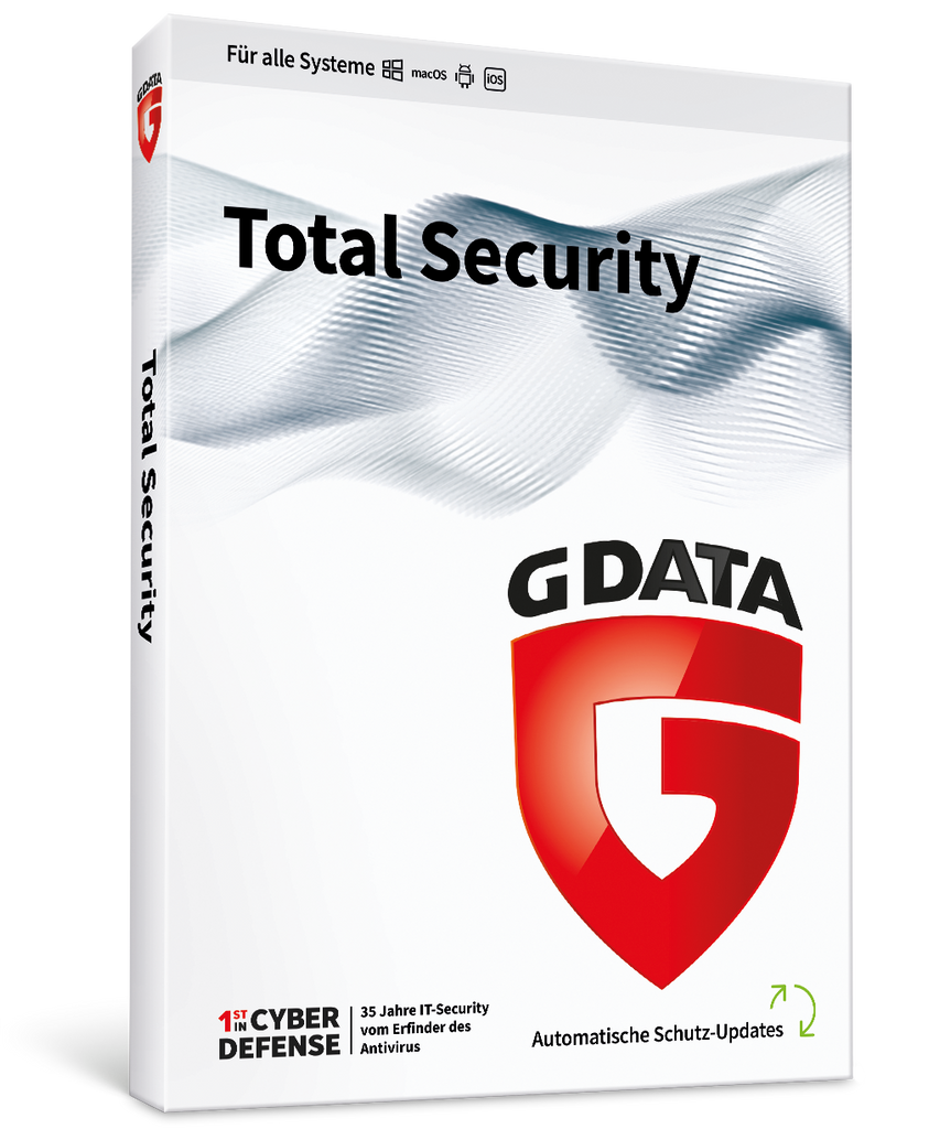 G DATA Total Security 2024 | 1-3 Geräte - 1 Jahr | Virenschutzprogramm | Passwort Manager | PC, Mac, Android, iOS | zukünftige Updates inklusive | Made in Germany | Download – Aktivierungscode per Email