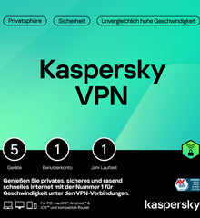 Kaspersky VPN Secure Connection 5 Geräte 1 Jahr 2025