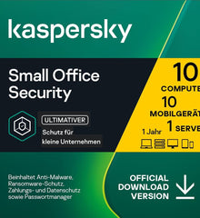 Kaspersky Small Office Security 6 for Desktops | 10 Geräte 10 Mobil 1 Server | 1 Jahr | Windows/Mac/Android/WinServer | für kleine Unternehmen | Aktivierungscode per Email