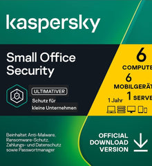Kaspersky Small Office Security | 6 Geräte 6 Mobil 1 Server |1 Jahr | Windows/Mac/Android/WinServer | für kleine Unternehmen | Aktivierungscode per Email
