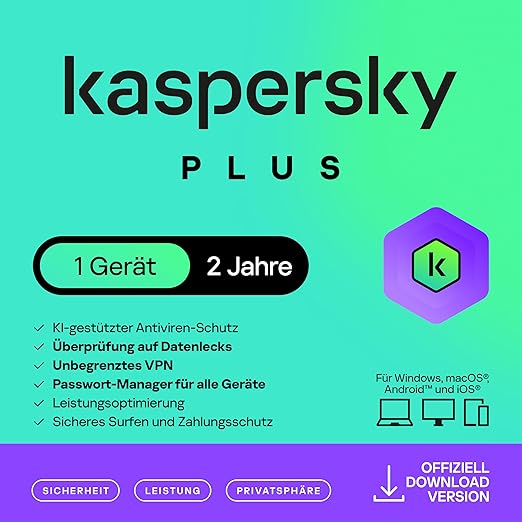 Kaspersky PLUS  Internet Security 2026 1 PC 2 Jahre Vollversion