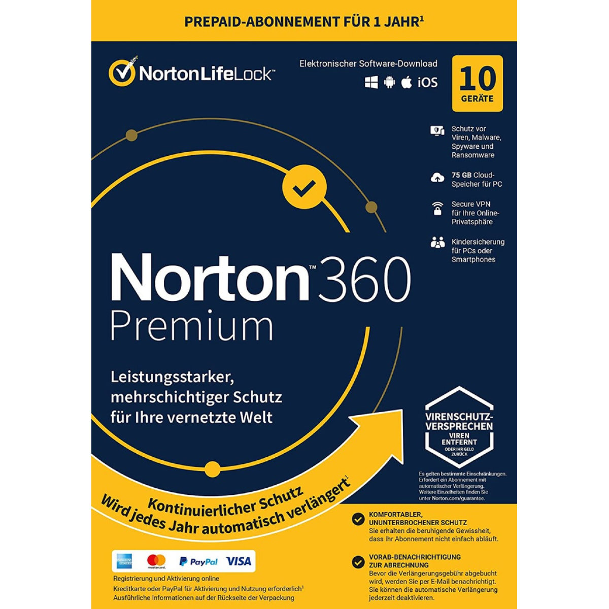 Norton 360 Premium Software-Verpackung
