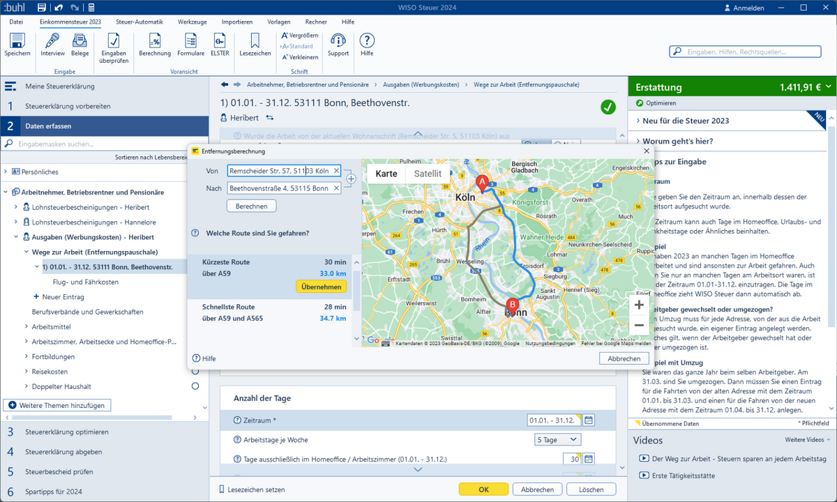 Steuersoftware-Benutzeroberfläche mit Karte