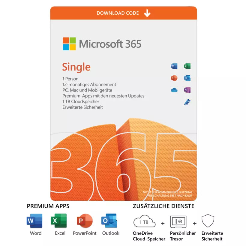 Microsoft Office 365 Single 1 Benutzer / 1 Gerät / 1 Jahr PC/MAC / KEY (ESD)