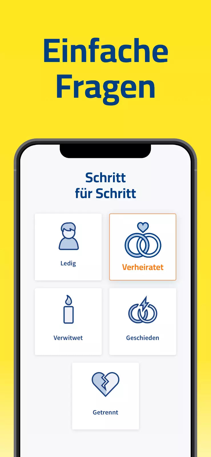 Smartphone mit Beziehungsstatus-Auswahl